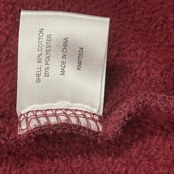 Orvis Pullover Sweater 1/4 Zip Men's Large Burgundy Heavyweight Elbow Patches - Picture 6 of 9